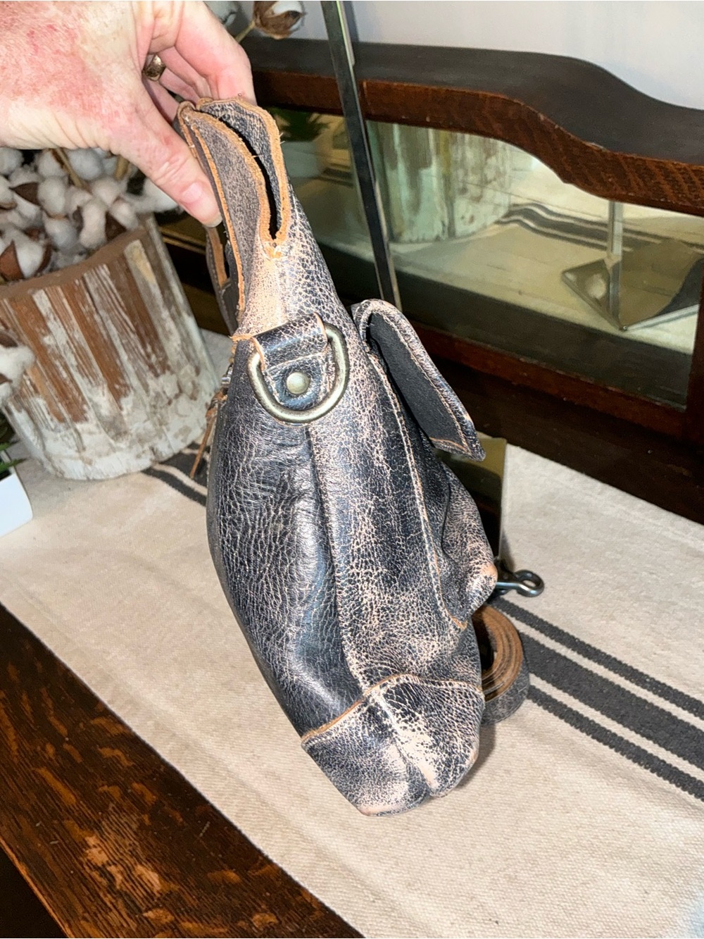 Bed Stu Leather Greenway Handbag Crossbody Bag Black Lux MSRP $265 - Picture 5 of 13